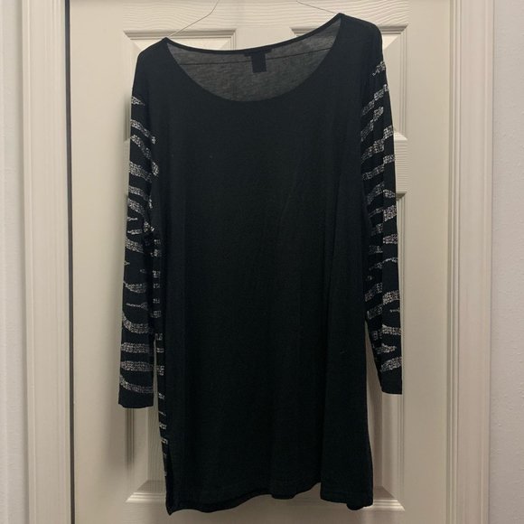 Joan Vass Zebra Longsleeve Tunic (XL-Black) - Picture 3 of 3